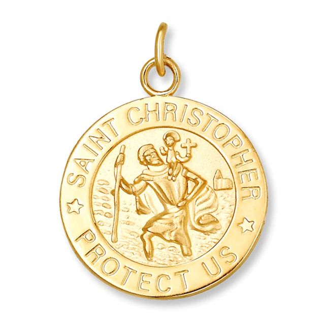 St. Christopher Medal Charm 14K Yellow Gold