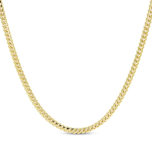 Solid Cuban Curb Chain Necklace 3.3mm 10K Yellow Gold 20”