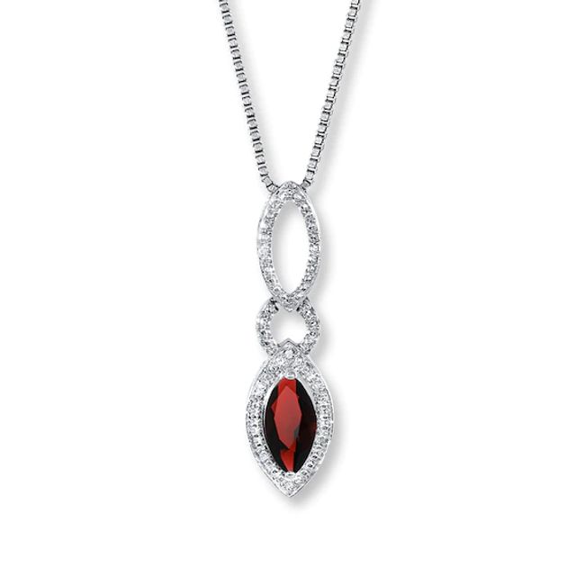 Kay Garnet Necklace Diamond Accents Sterling Silver