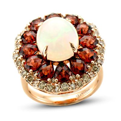 Le Vian Nude Opal/Garnet Ring 1 ct tw Diamonds 14K Strawberry Gold - 7