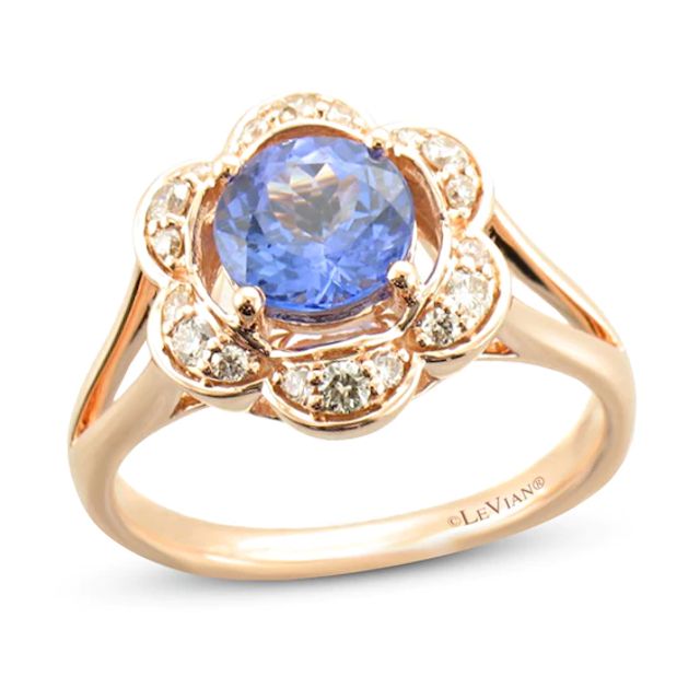 Le Vian Tanzanite Ring 1/5 ct tw Diamonds 14K Strawberry Gold - Size 7