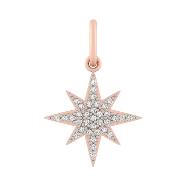 Sterling Silver or 10K Gold Star Charm with Lab-Created White Sapphires