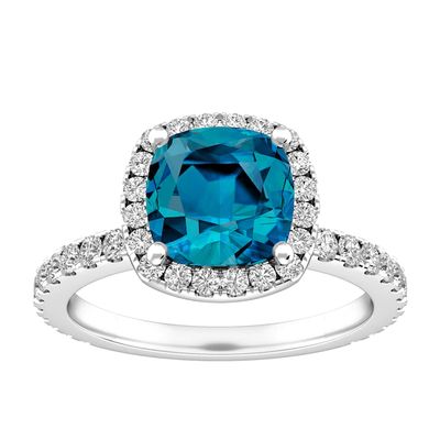 London Blue Topaz and White Topaz Fashion Ring Sterling Silver