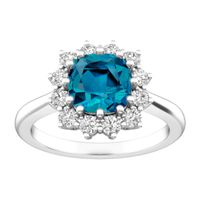 London Blue Topaz and White Topaz Fashion Ring Sterling Silver