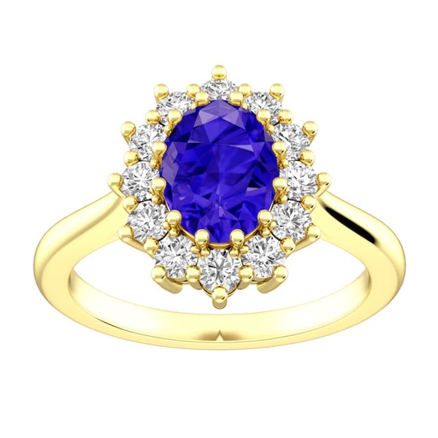 Tanzanite and White Topaz Fashion Ring 10K Yellow Gold