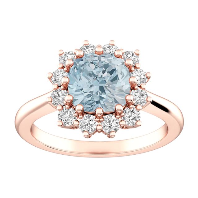 Aquamarine and White Topaz Fashion Ring 10K Rose Gold