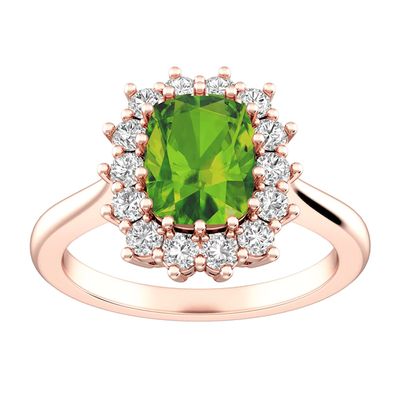 Peridot and White Topaz Fashion Ring 10K Rose Gold