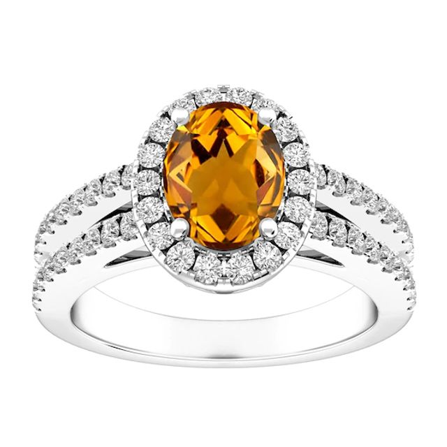 Citrine and White Topaz Fashion Ring Sterling Silver