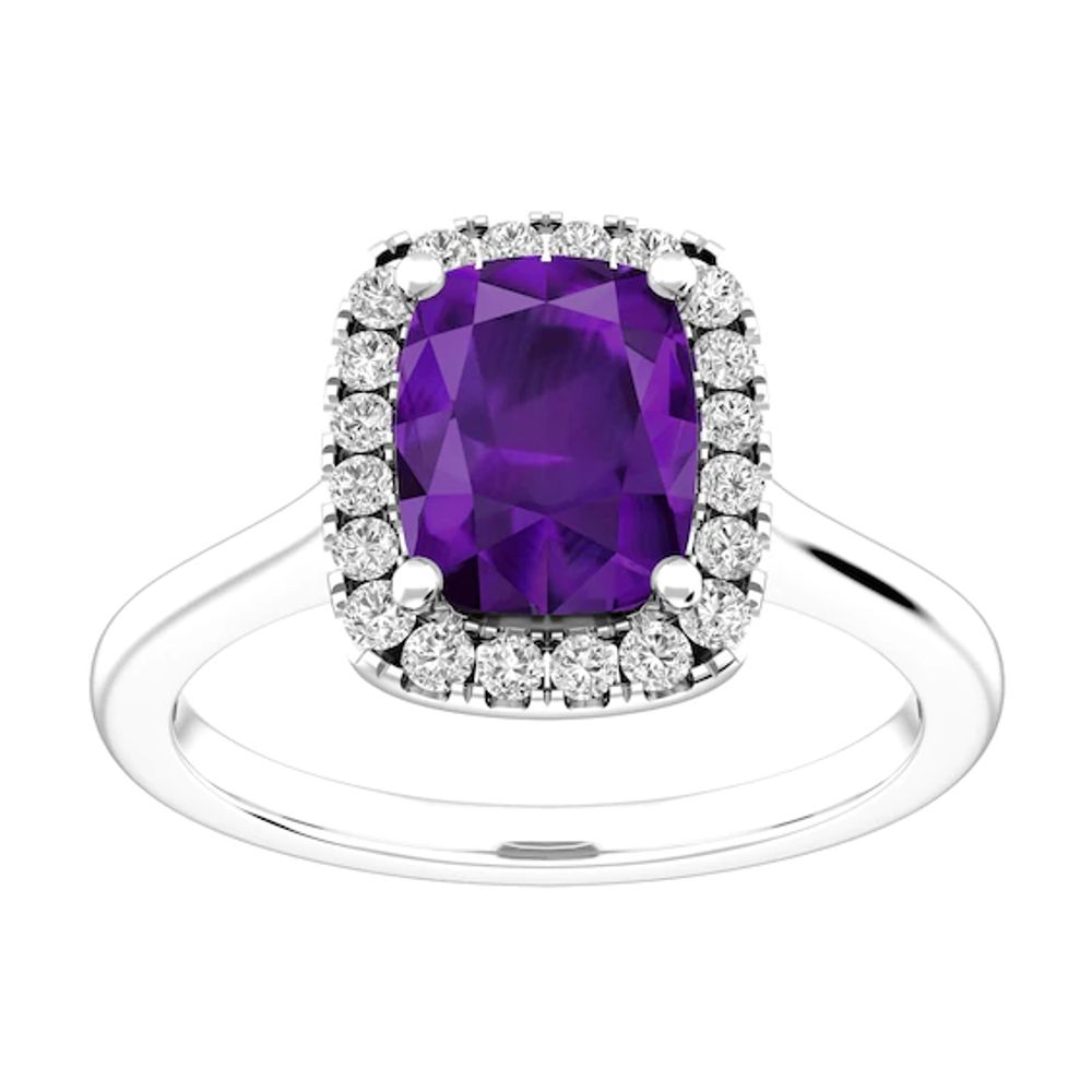 Amethyst and White Topaz Fashion Ring Sterling Silver