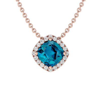 London Blue Topaz and White Topaz Fashion Pendant 10K Rose Gold