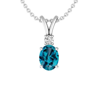 London Blue Topaz and White Topaz Fashion Pendant Sterling Silver