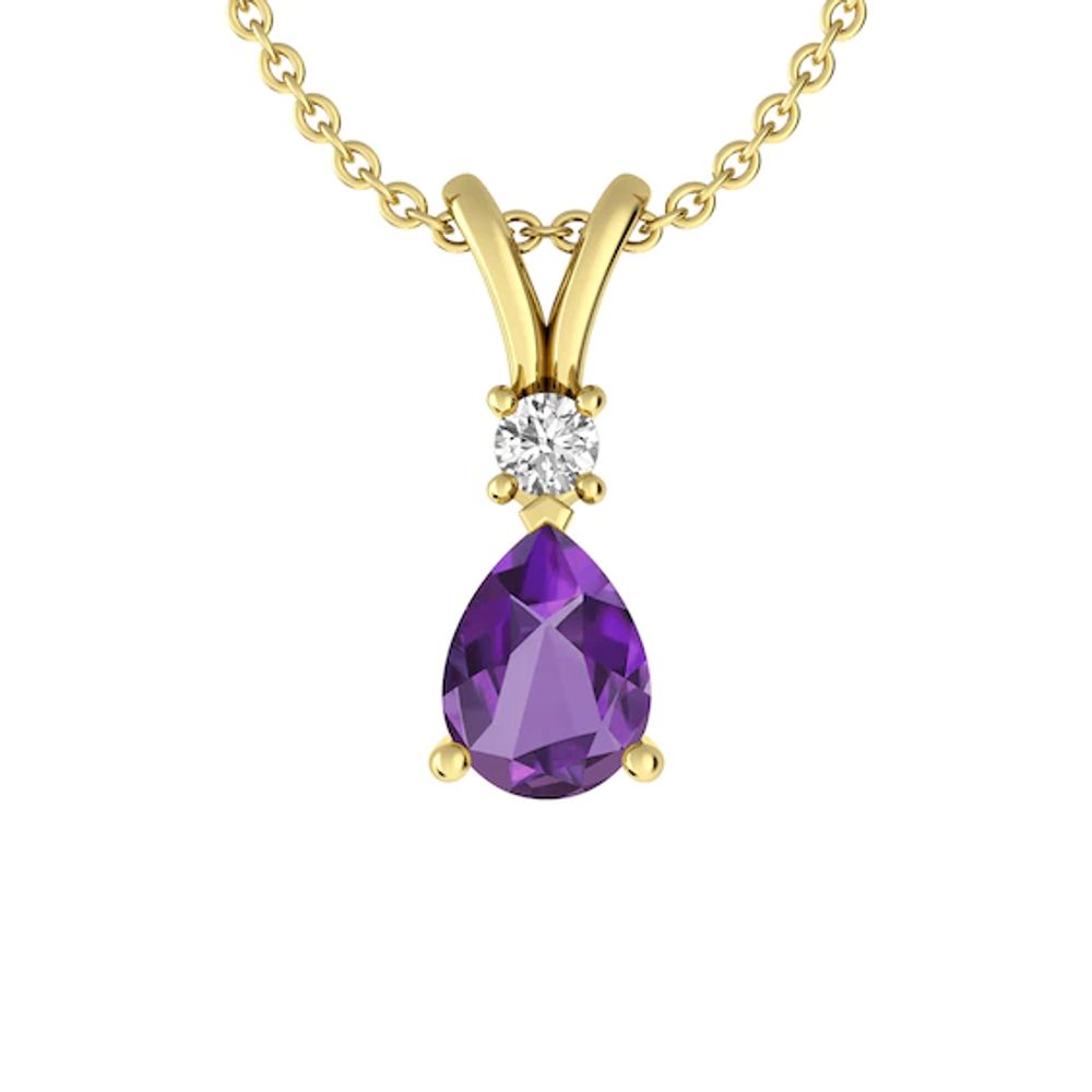 Amethyst and White Topaz Fashion Pendant 10K Yellow Gold