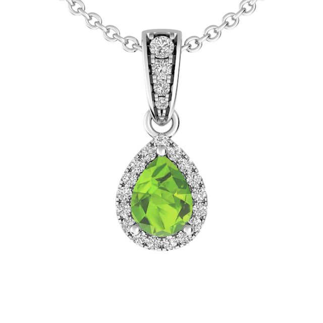 Peridot and White Topaz Fashion Pendant Sterling Silver