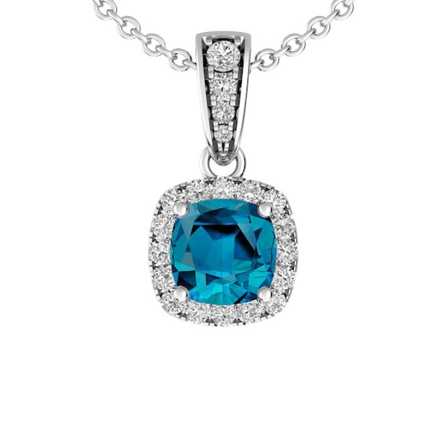 London Blue Topaz and White Topaz Fashion Pendant Sterling Silver