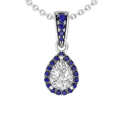 White Topaz and Sapphire Fashion Pendant Sterling Silver