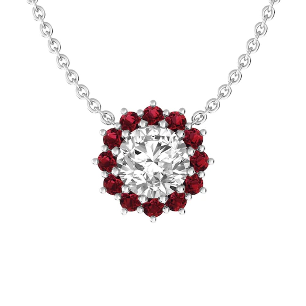 White Topaz and Garnet Fashion Pendant Sterling Silver