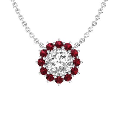 White Topaz and Garnet Fashion Pendant Sterling Silver