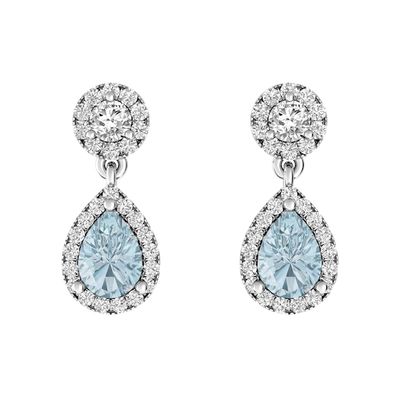 Aquamarine and White Topaz Fashion Earrings Sterling Silver