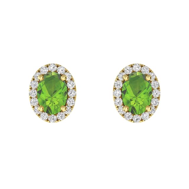 Peridot and White Topaz Fashion Earrings 10K Yellow Gold