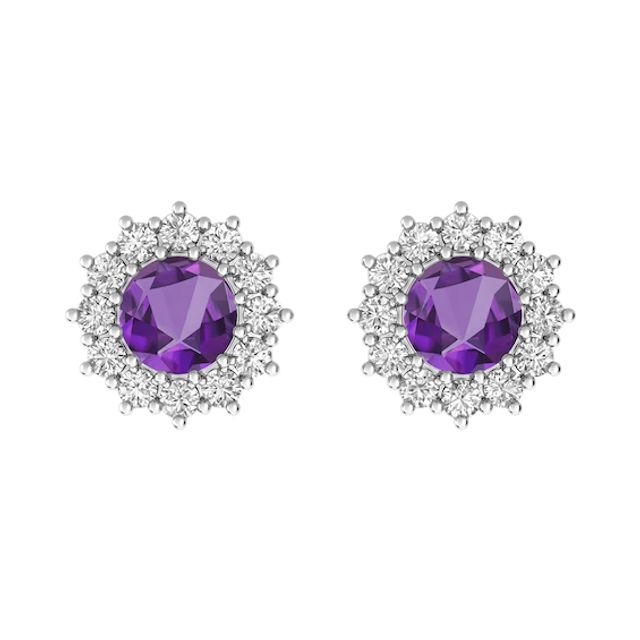 Amethyst and White Topaz Fashion Earrings Sterling Silver