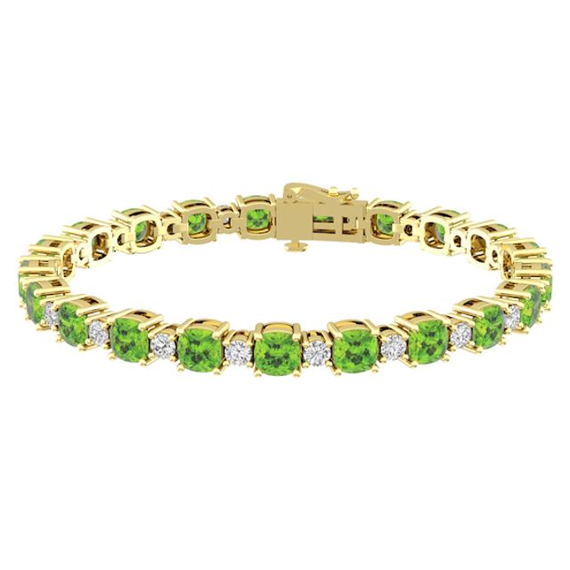 Peridot and White Topaz Fashion Bracelet 10K Yellow Gold