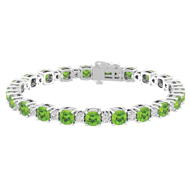 Peridot and White Topaz Fashion Bracelet Sterling Silver