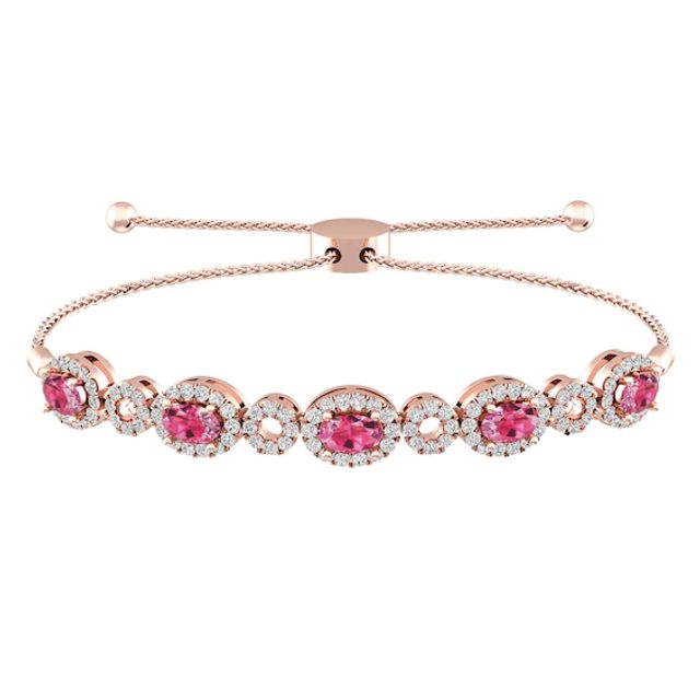 Pink Tourmaline and White Topaz Fashion Bracelet 10K Rose Gold