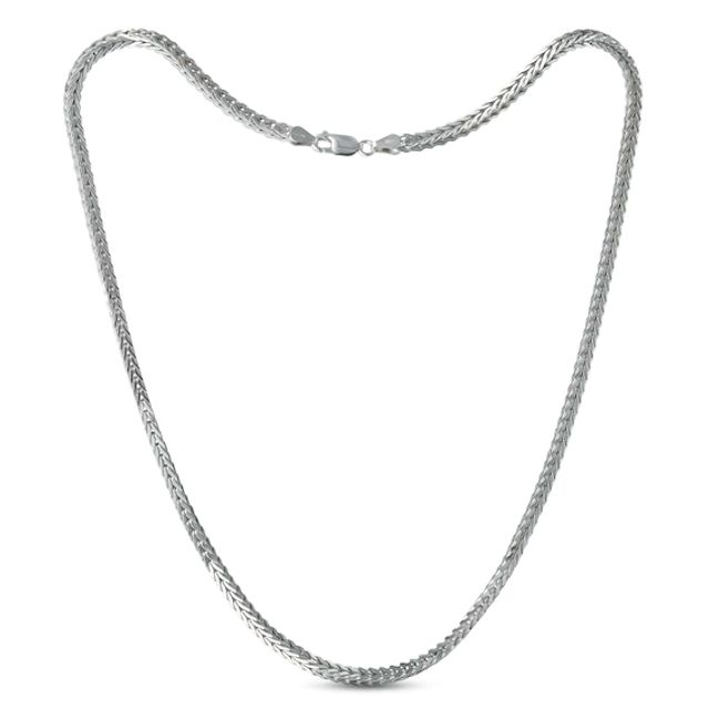 Solid Square Foxtail Chain Necklace Sterling Silver 22"