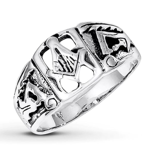 Men's Masonic Ring Sterling Silver