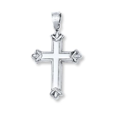 Fleur-de-Lis Cross Charm Sterling Silver