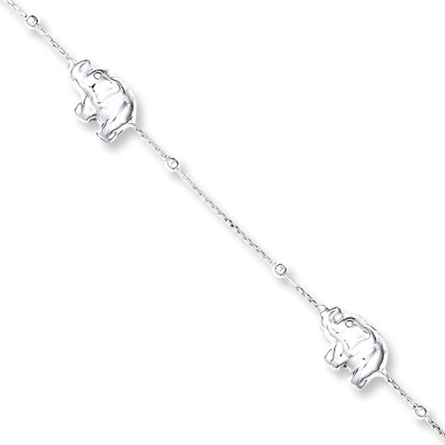 Elephant Anklet Sterling Silver 9"