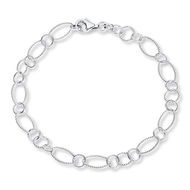 Oval Link Anklet Sterling Silver 10"