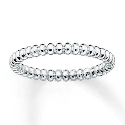 Beaded Stackable Ring Sterling Silver