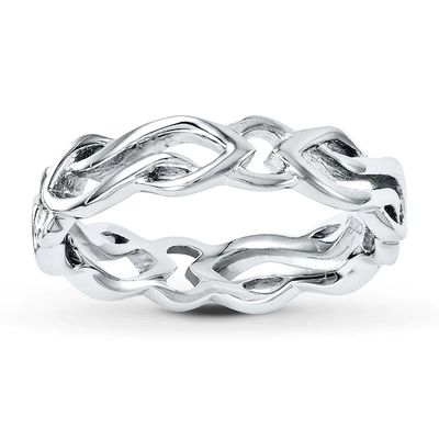 Stackable Ring Carved Band Sterling Silver