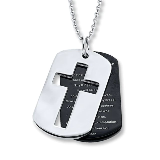 FINE JEWELRY Steeltime Serenity Prayer Mens Stainless Steel Dog Tag Pendant  Necklace