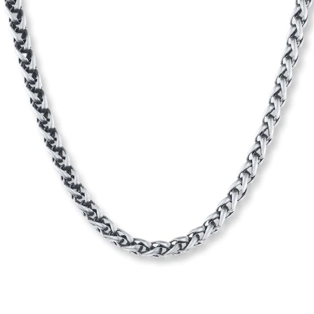 Solid Wheat Chain Stainless Steel Necklace 24"