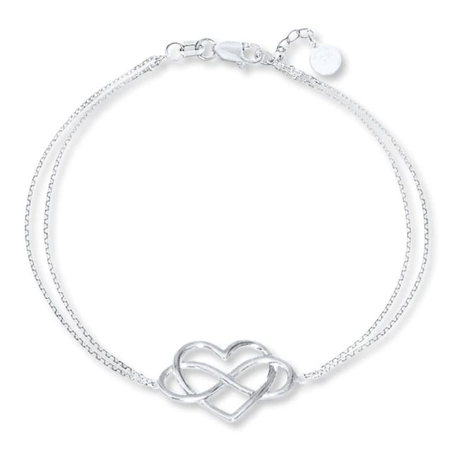 Infinity Heart Sterling Silver Bracelet 7"