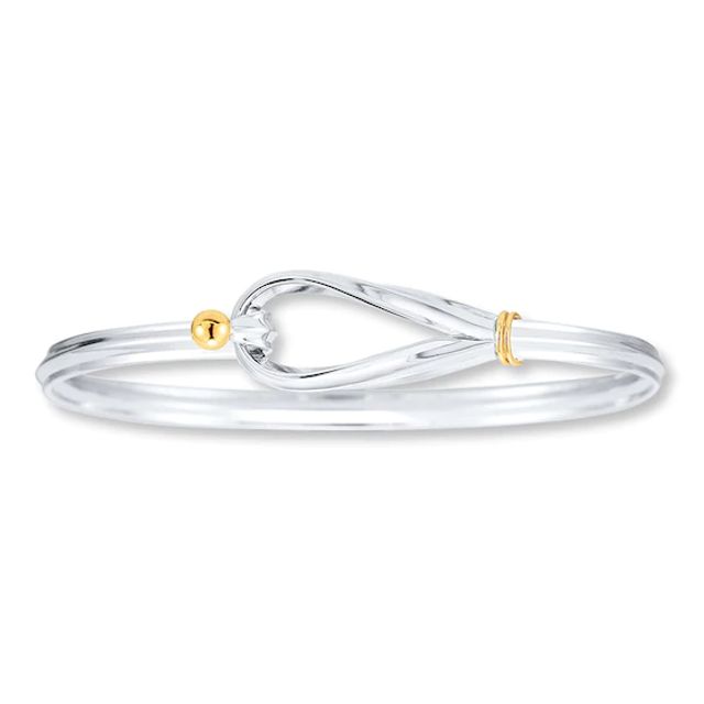 Bangle Bracelet Sterling Silver & 14K Yellow Gold