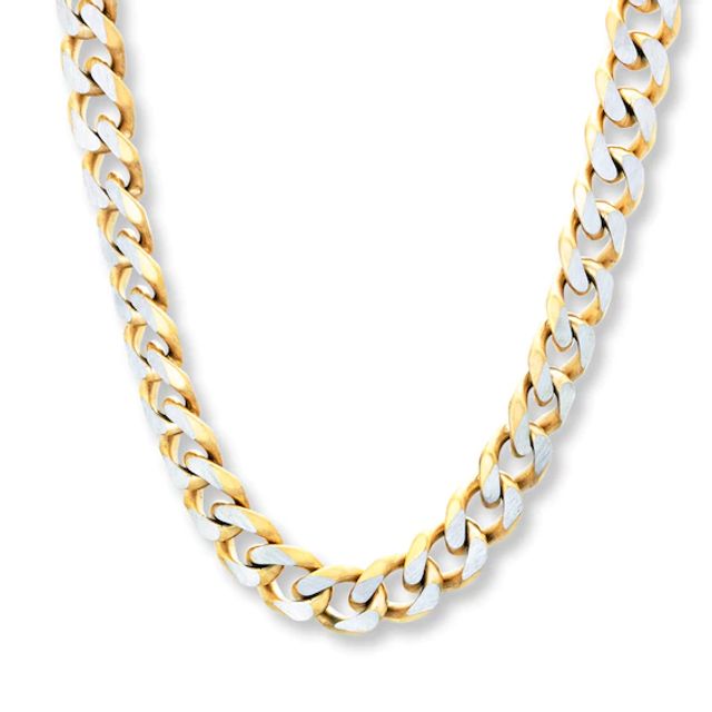 Solid Curb Chain Necklace 11mm Yellow Ion-Plated Stainless Steel 22"