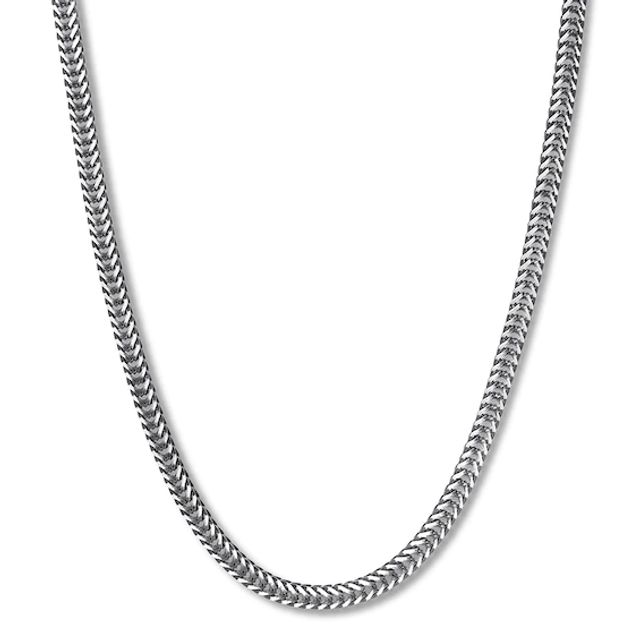 Solid Link Chain Necklace Stainless Steel & Black Ion-Plating 24"