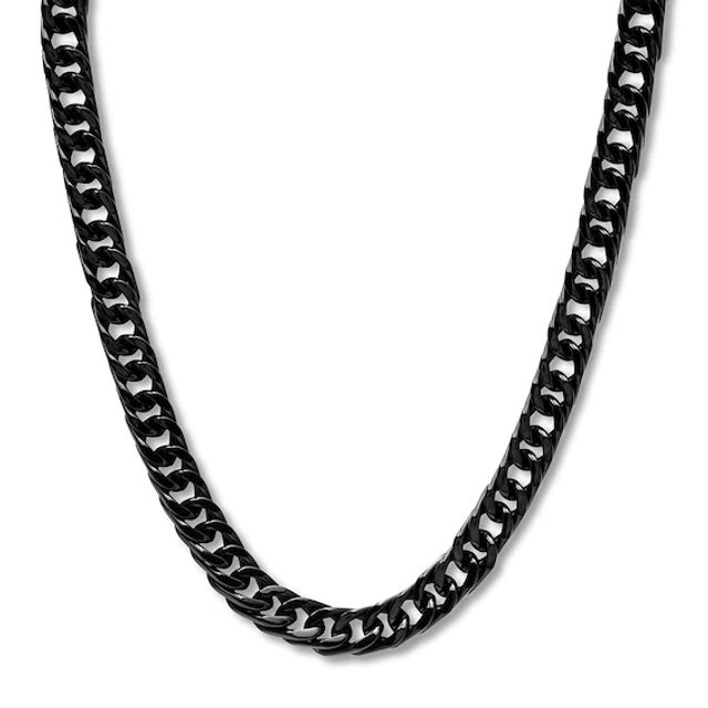 Solid Black Ion-Plated Stainless Steel Curb Link Necklace 24"