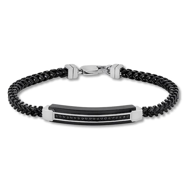 Men's Black Diamond Bracelet 1/5 ct tw Stainless Steel 8.5"