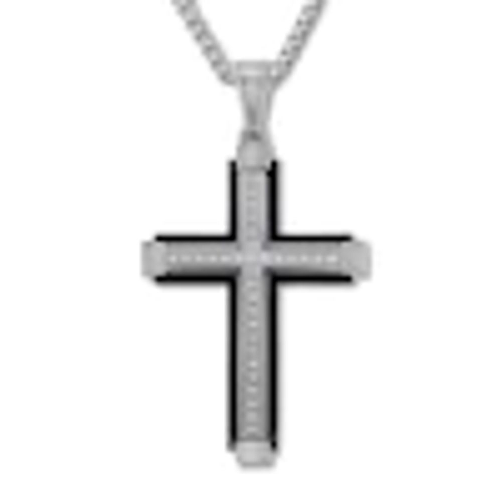Kay Men's Diamond Cross Necklace 1/6 ct tw Stainless Steel 22"