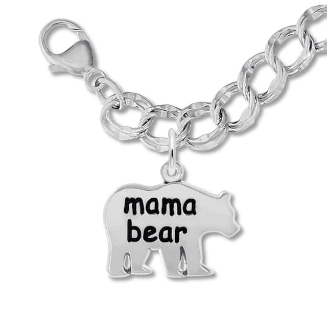 Mama Bear Charm Bracelet Sterling Silver 7"