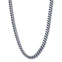 Solid Foxtail Chain Necklace 5mm Stainless Steel & Blue Ion-Plating 22"