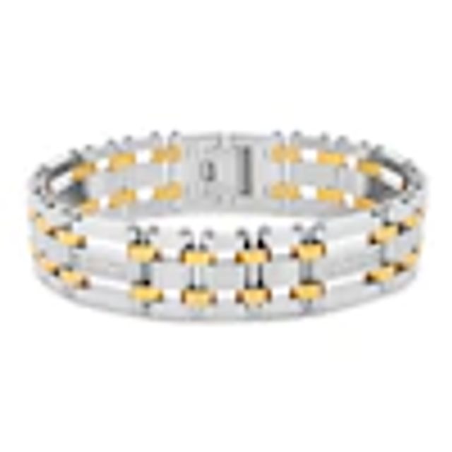 Men's Diamond Angle Curb Bracelet 3 ct tw Round-cut 10K White Gold 8.5