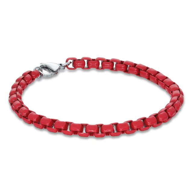 Solid Bracelet Red Acrylic & Stainless Steel 9"