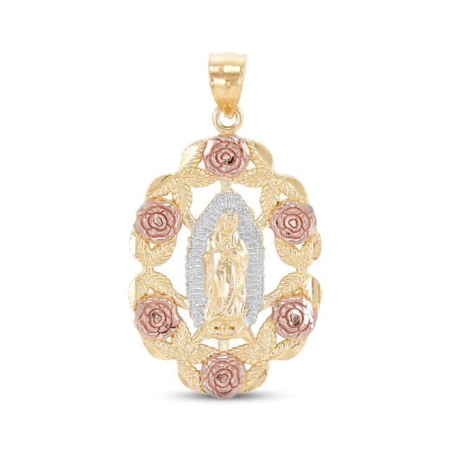 Our Lady of Guadalupe Rose Wreath Charm 14K Two-Tone Gold