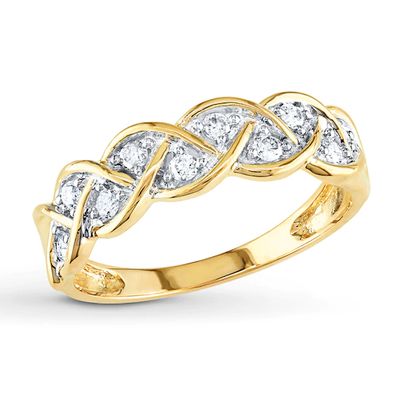 Diamond Anniversary Ring 1/4 ct tw Round-cut 10K Yellow Gold