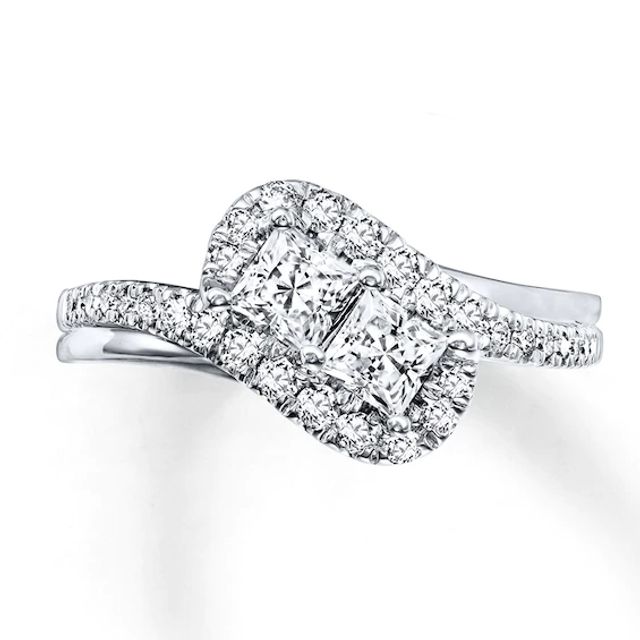 Ever Us Ring 1 ct tw Princess/Round-cut Diamonds 14K White Gold